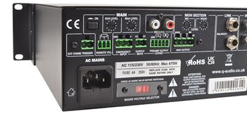 1 to 2 Zone 100V Mixer Amplifier with Media Player Bluetooth USB SD Card 240W